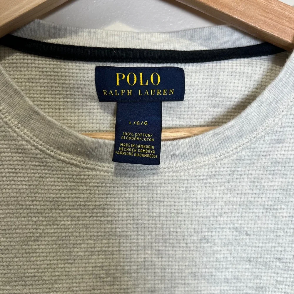 LOT of 2 Polo Ralph Lauren Waffle Knit Thermal Shirt Men L Crew Neck *read